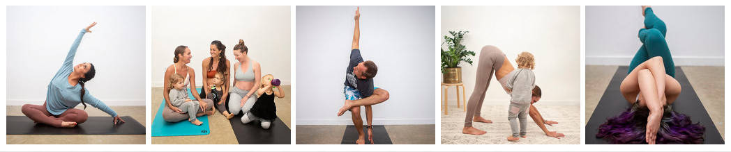 Several examples of on-brand brand photography in use on the Hotsource Yoga website