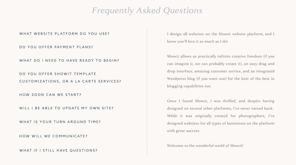 add a frequently asked questions section to your website