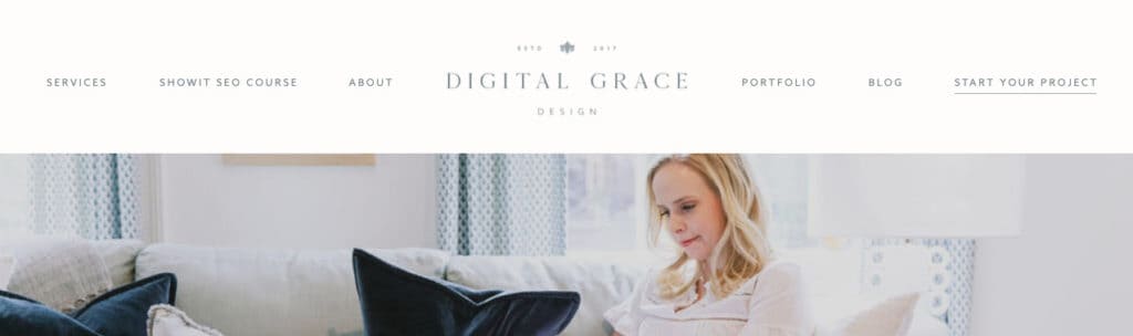 Digital Grace Design Top Website Navigation