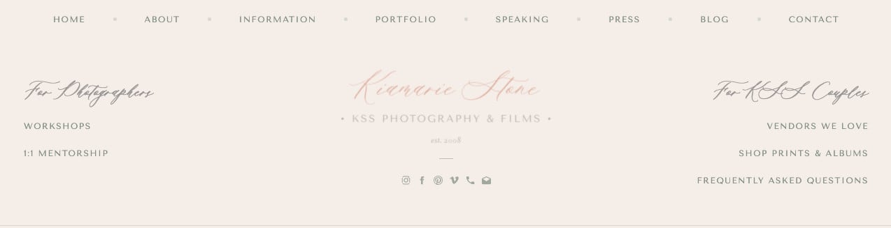 KSS Photography Website Footer