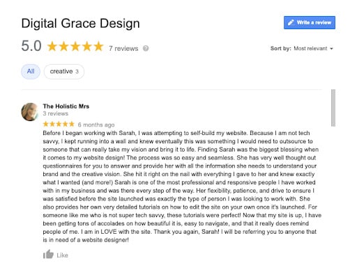 Digital Grace Design Google Reviews