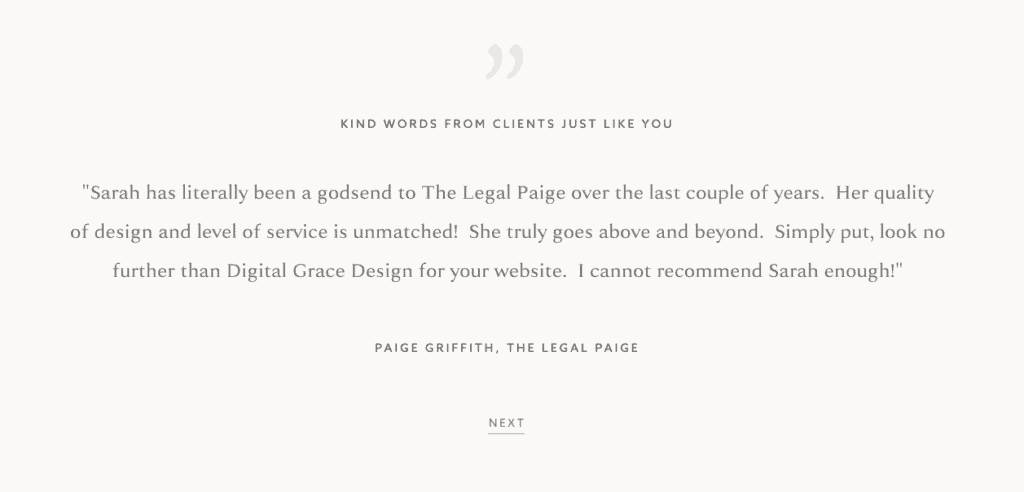 Paige Griffith Testimonial for Digital Grace Design