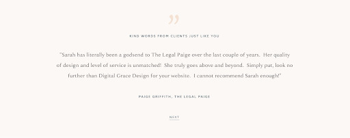 example of a client testimonial